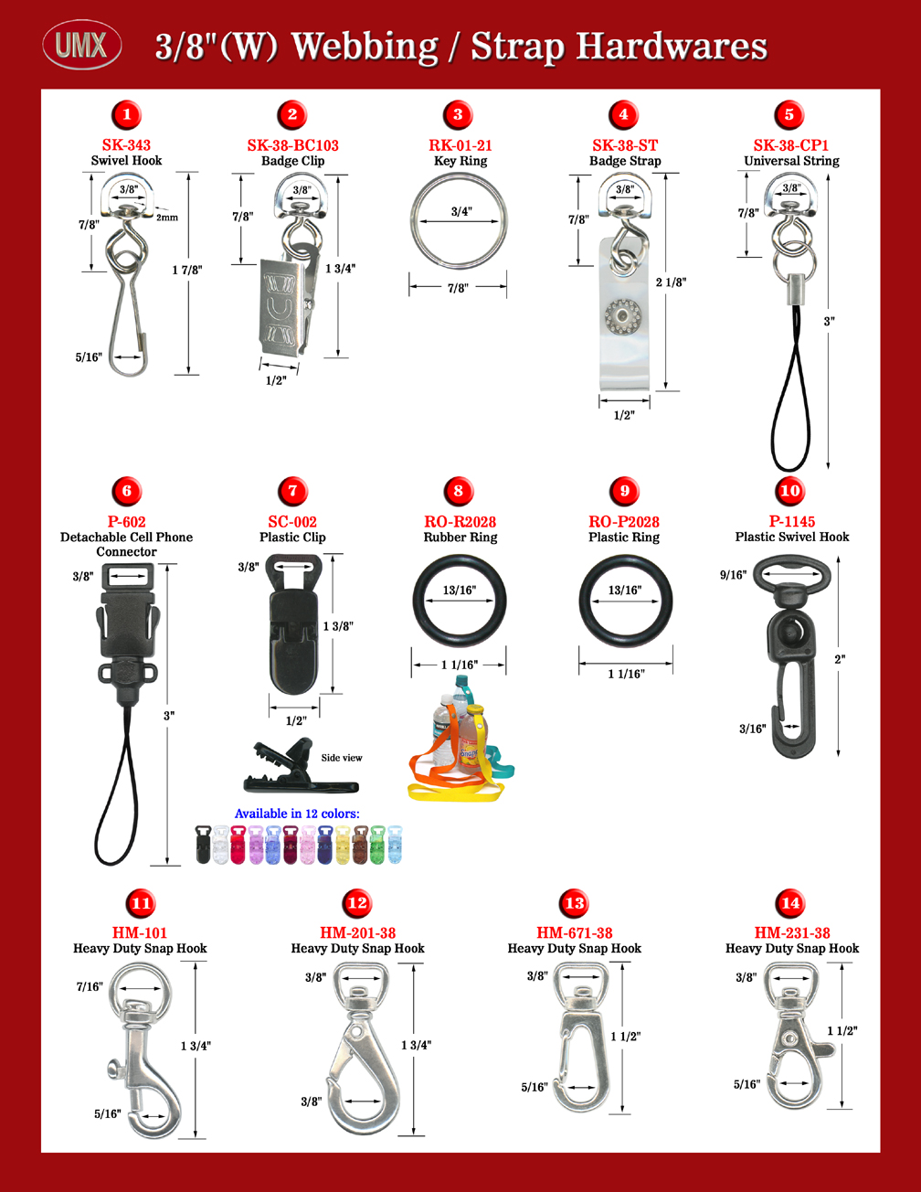 Helpful Hardware Reference Guide For 3/8" Shoe String, Tube or Flat Webbing Lanyards.