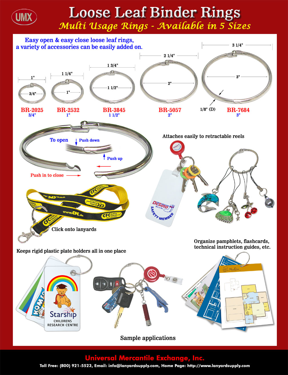 Metal loose leaf book binder hoop ring multifunctional keychain circle DI BSC