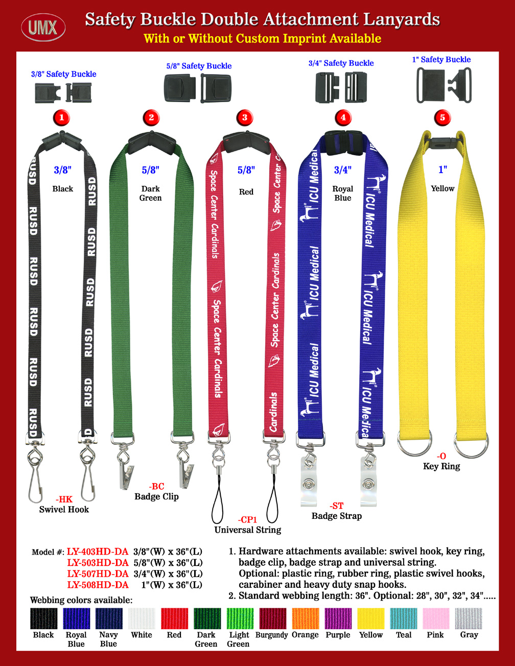 Safety Breakaway Buckle Style Double-End Neck Lanyards