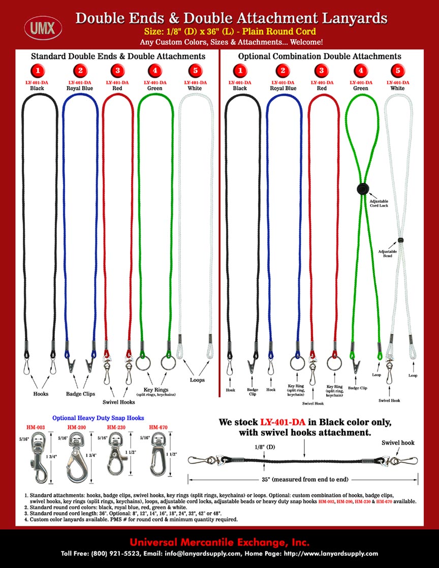 Double Ends and Double Fasteners Lanyards.