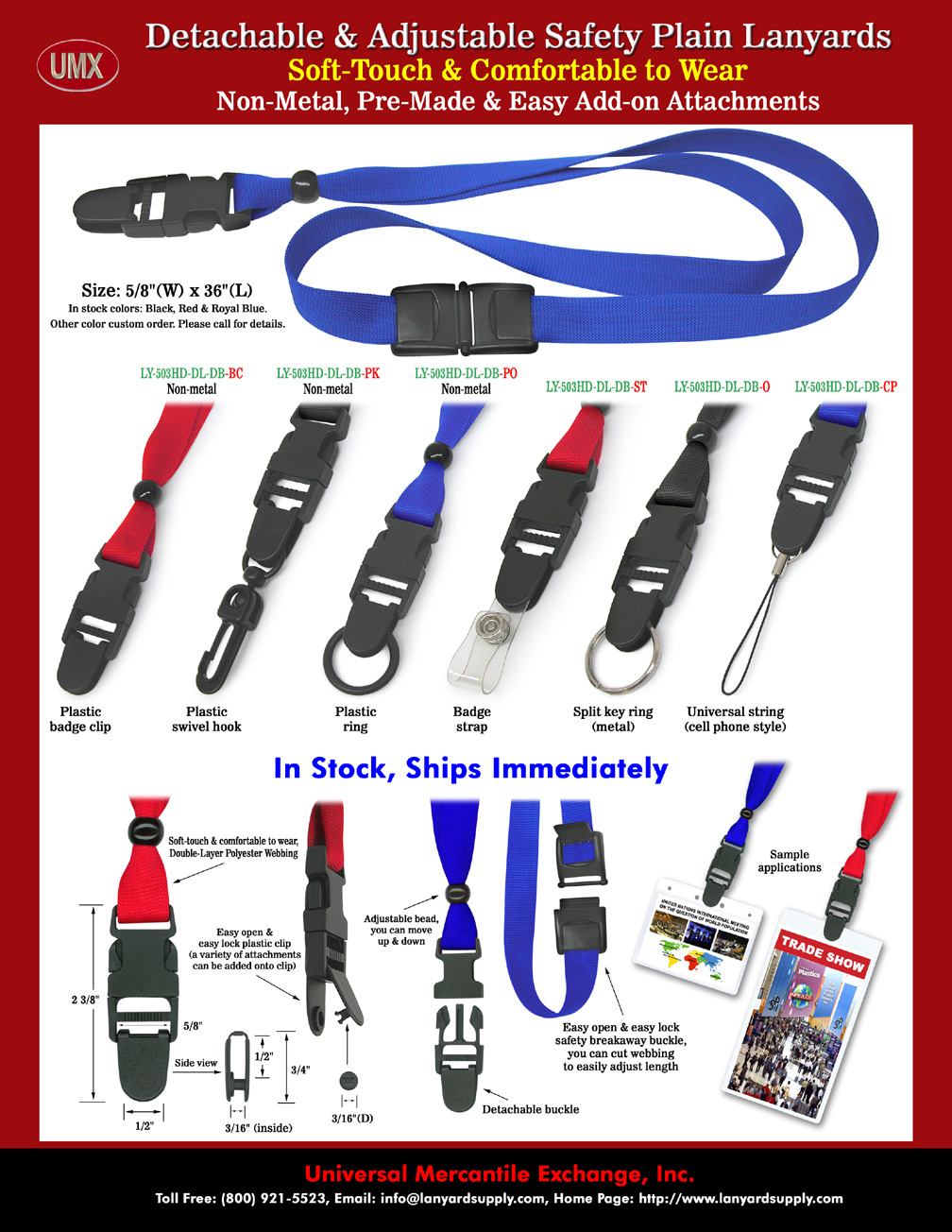 Detachable and Adjustable Safety Breakaway Plain Lanyards - Soft-Touch and Multi-Functional