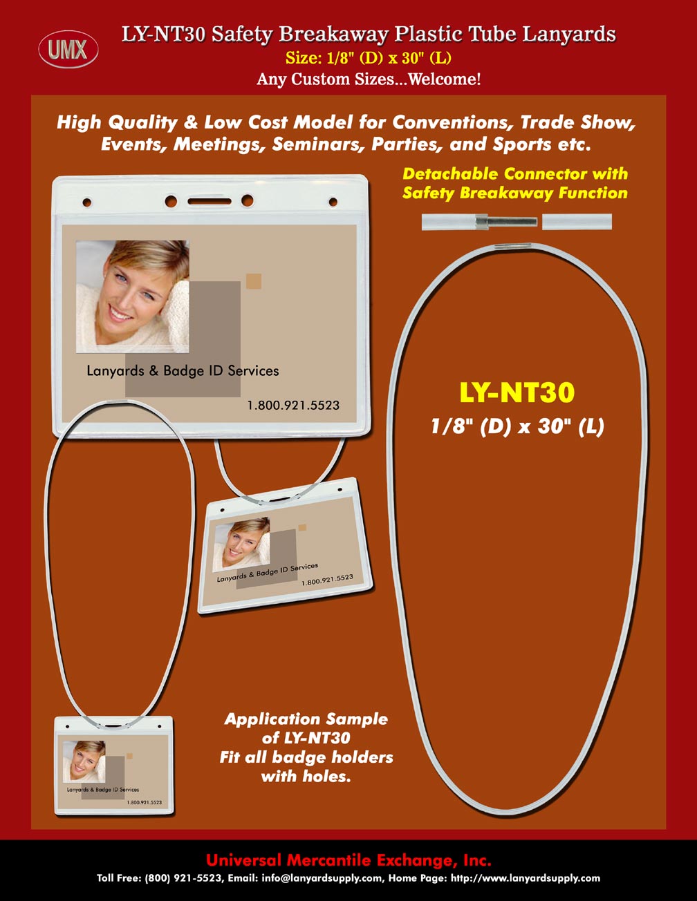 High Quality and Low Cost LY-NT30 SSafety Breakaway Plastic Tube Lanyard Supply