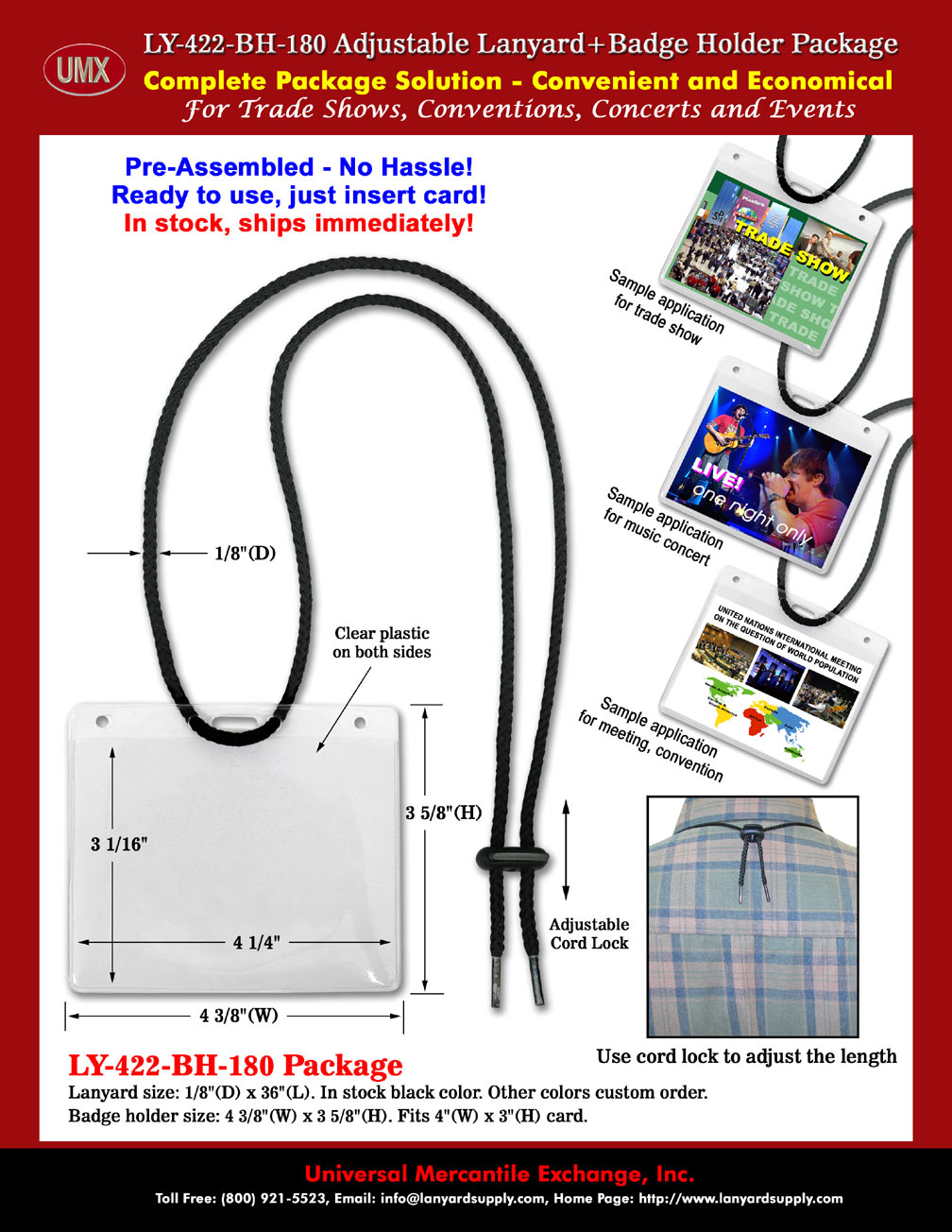 Pre Designed Full Color Lanyards with Horizontal Badge Holder