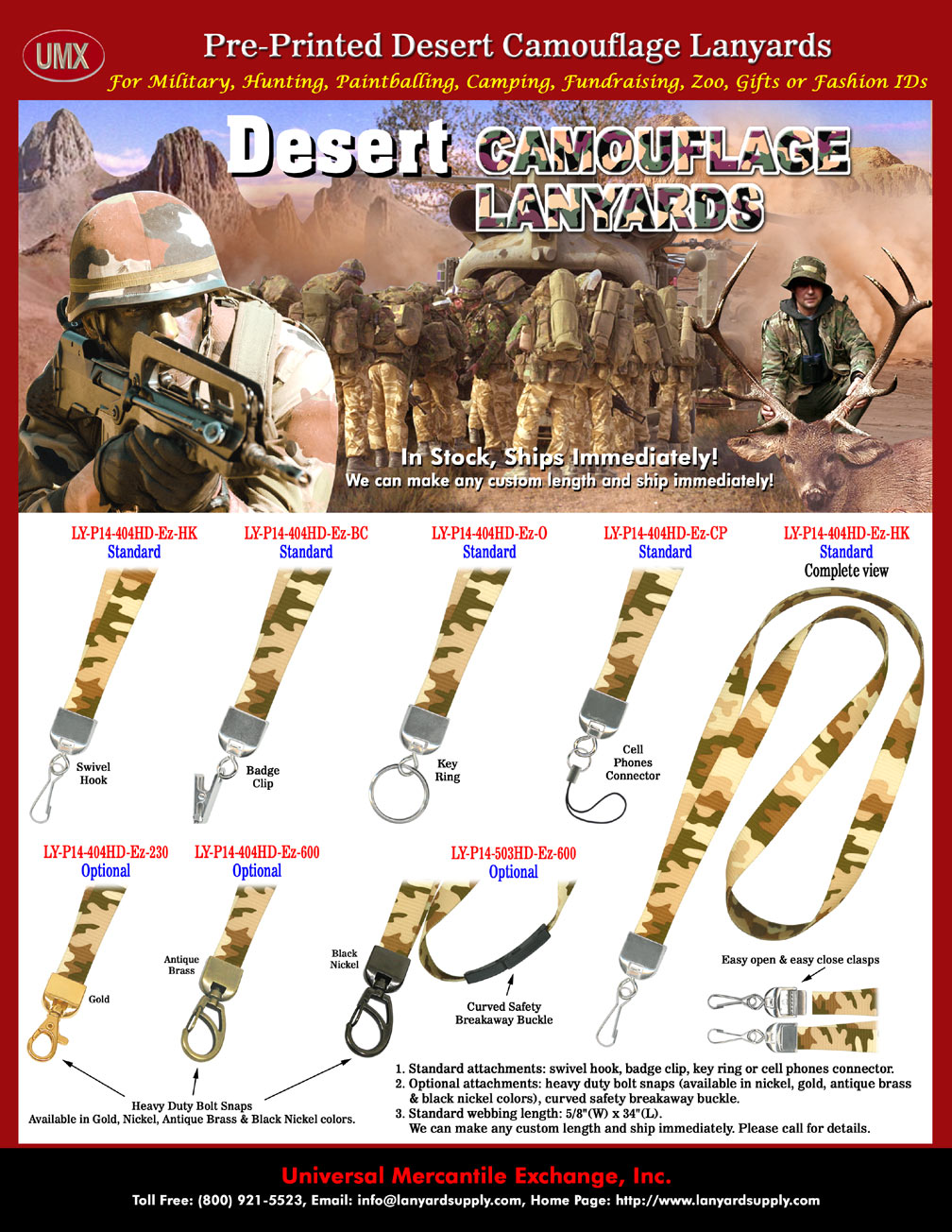 Desert Camouflage Lanyards: Desert Camo Printed Lanyards