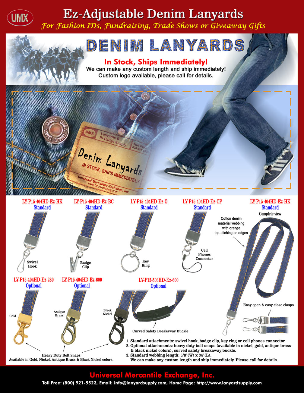 Denim Lanyards: Western Style Fashion Cowboy and Cowgirl Lanyards