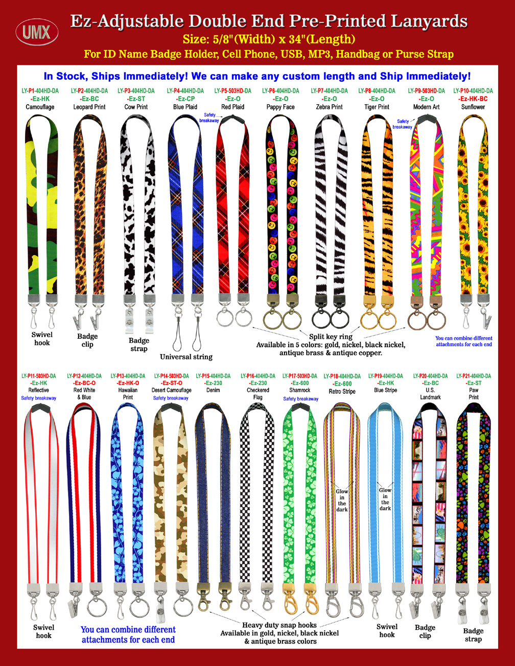 The stylish fashion lanyard straps are great for making double ends lanyards.