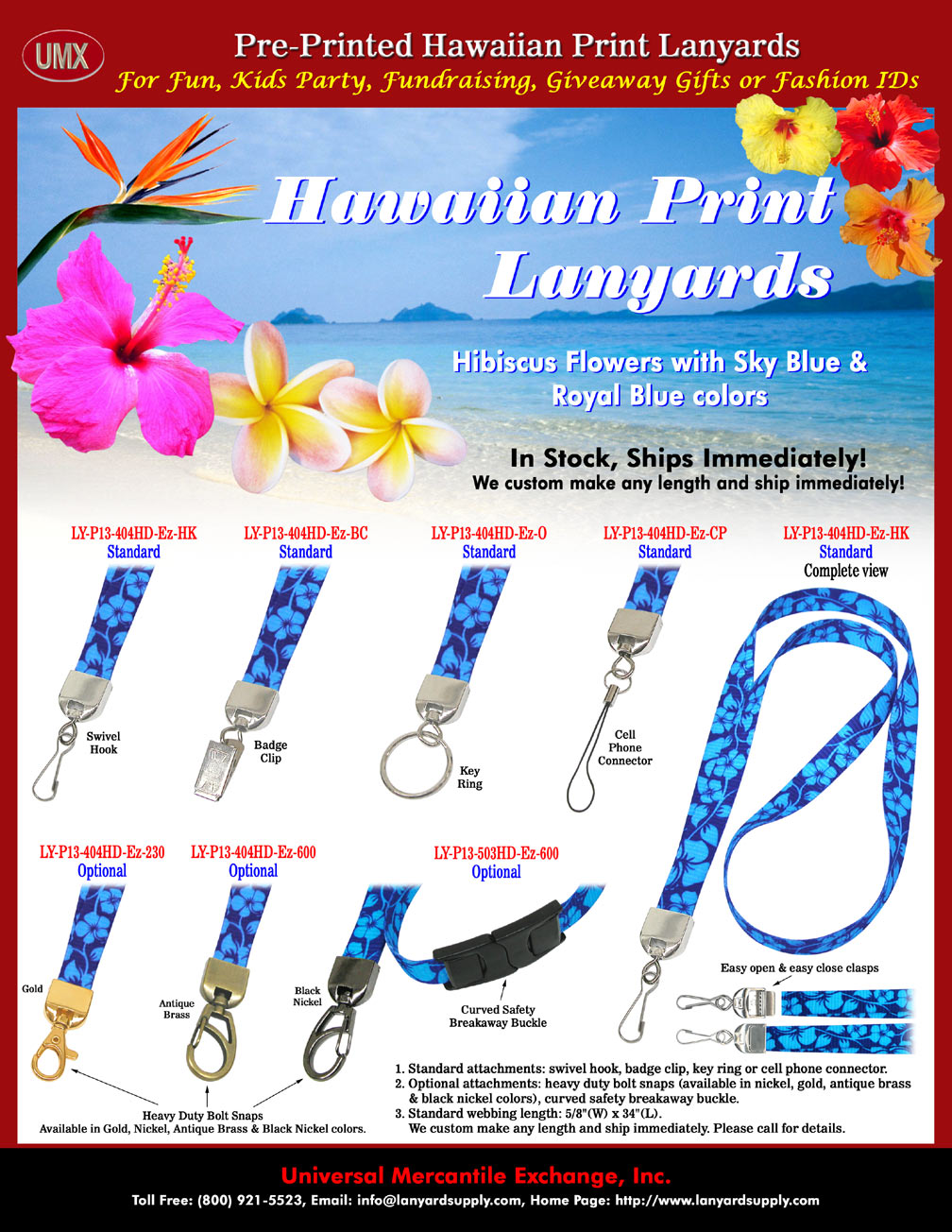 Hawaiian Hibiscus Flower Lanyards: Hawaiian Hibiscus Cell Phone Straps, Hawaiian Gift Shop Supplies