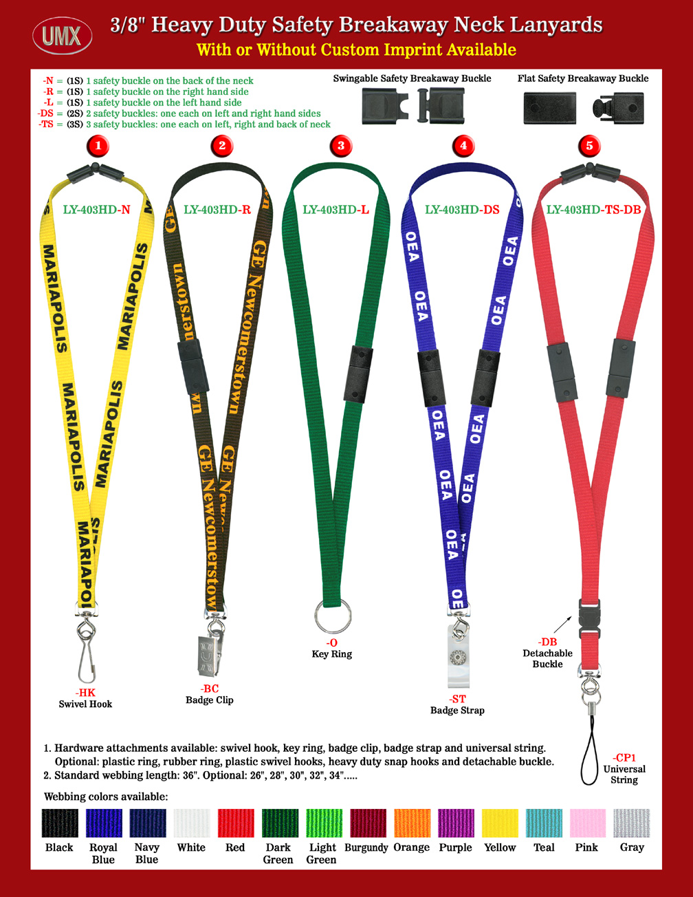 LY-403HD Heavy Duty Compact Size Safety Badge Holder Neck Lanyards.