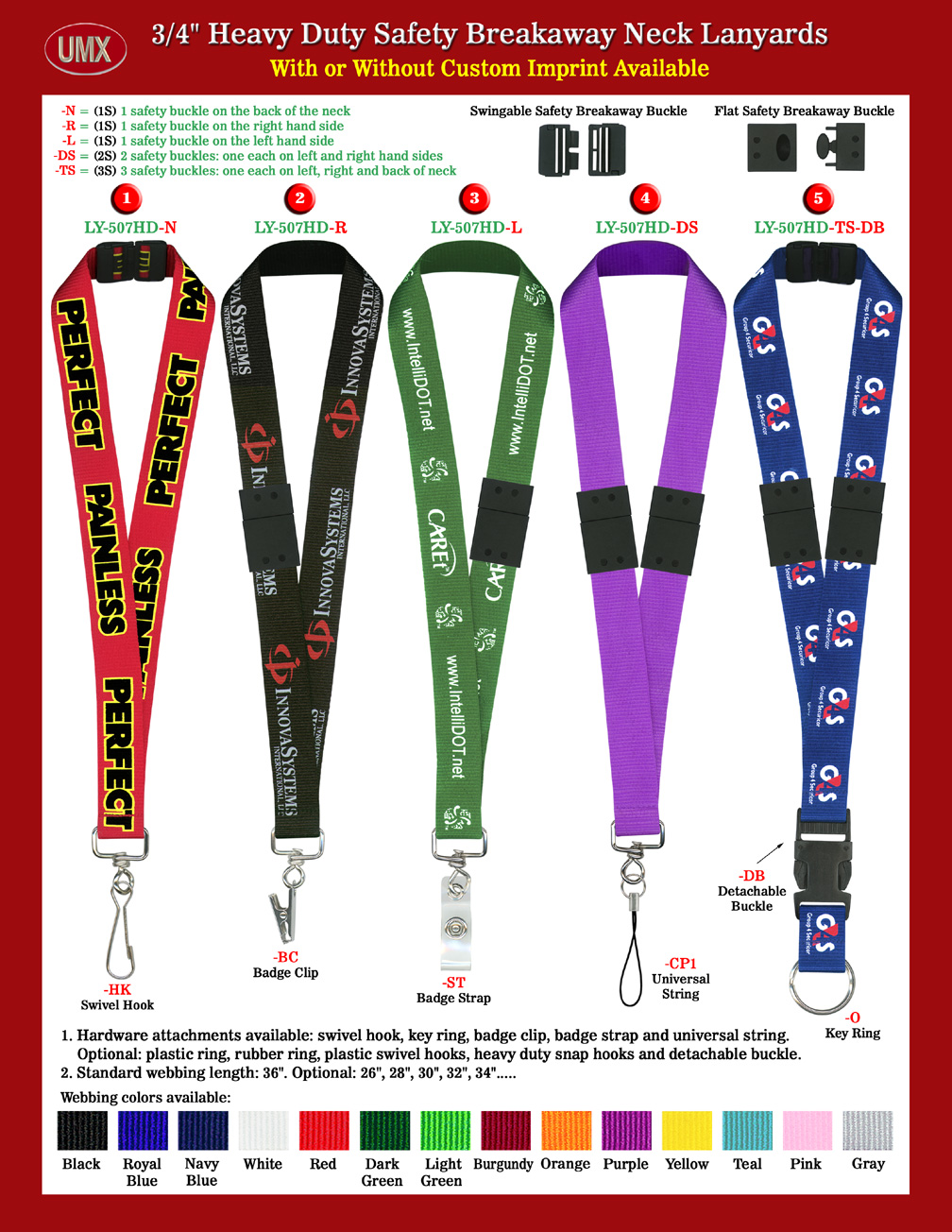 3/4 LY-507HD Big Size Safety ID Holder Lanyards