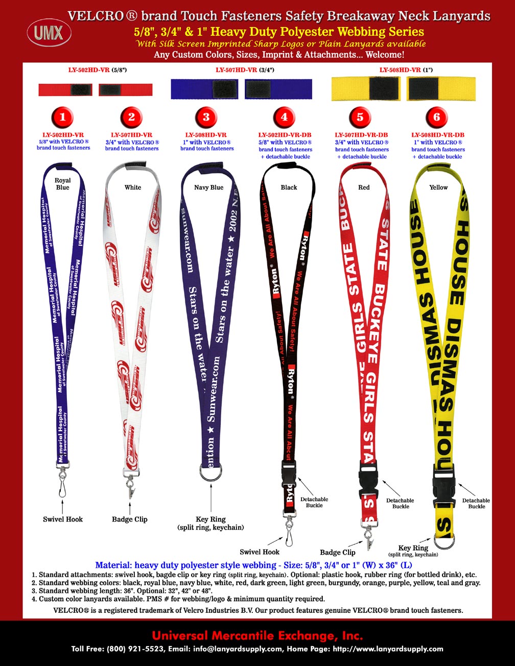 Sew On Velcro Safety Break Away ID Badge Lanyards