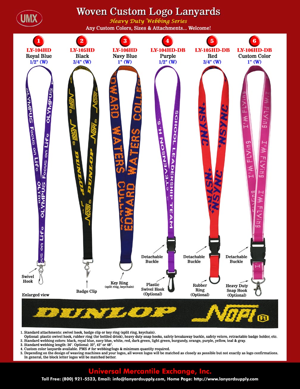 The most popular custom 
embroidered lanyards on the market, these thick and heavy duty embroider badge lanyards come with logo coarsely weaved in your lanyards directly.