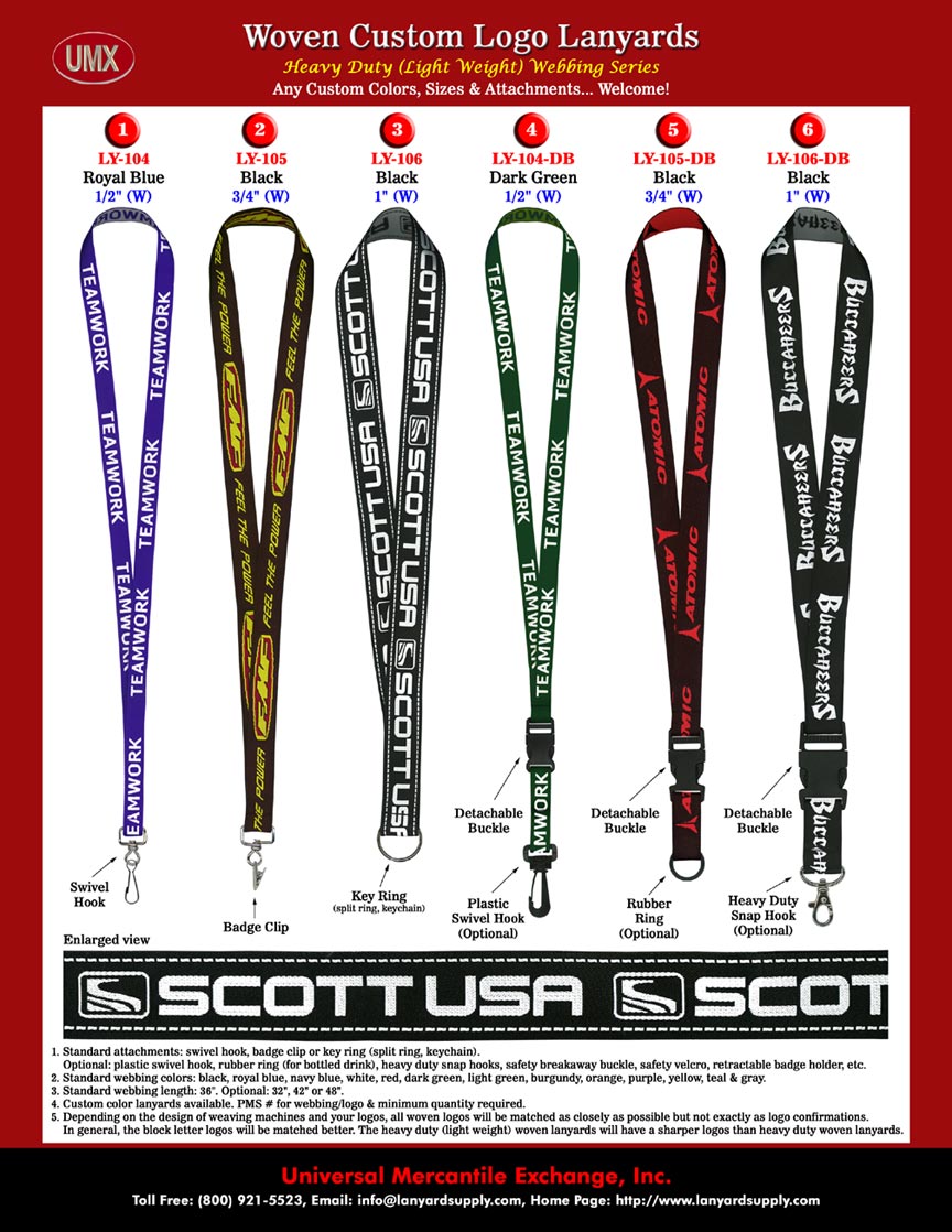 These heavy duty and light weight woven lanyards come with logo weaved in your lanyards directly.