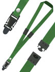 Easy to detach buckle at the bottom side of lanyard and one each safety breakaway buckle on left and right hand side.