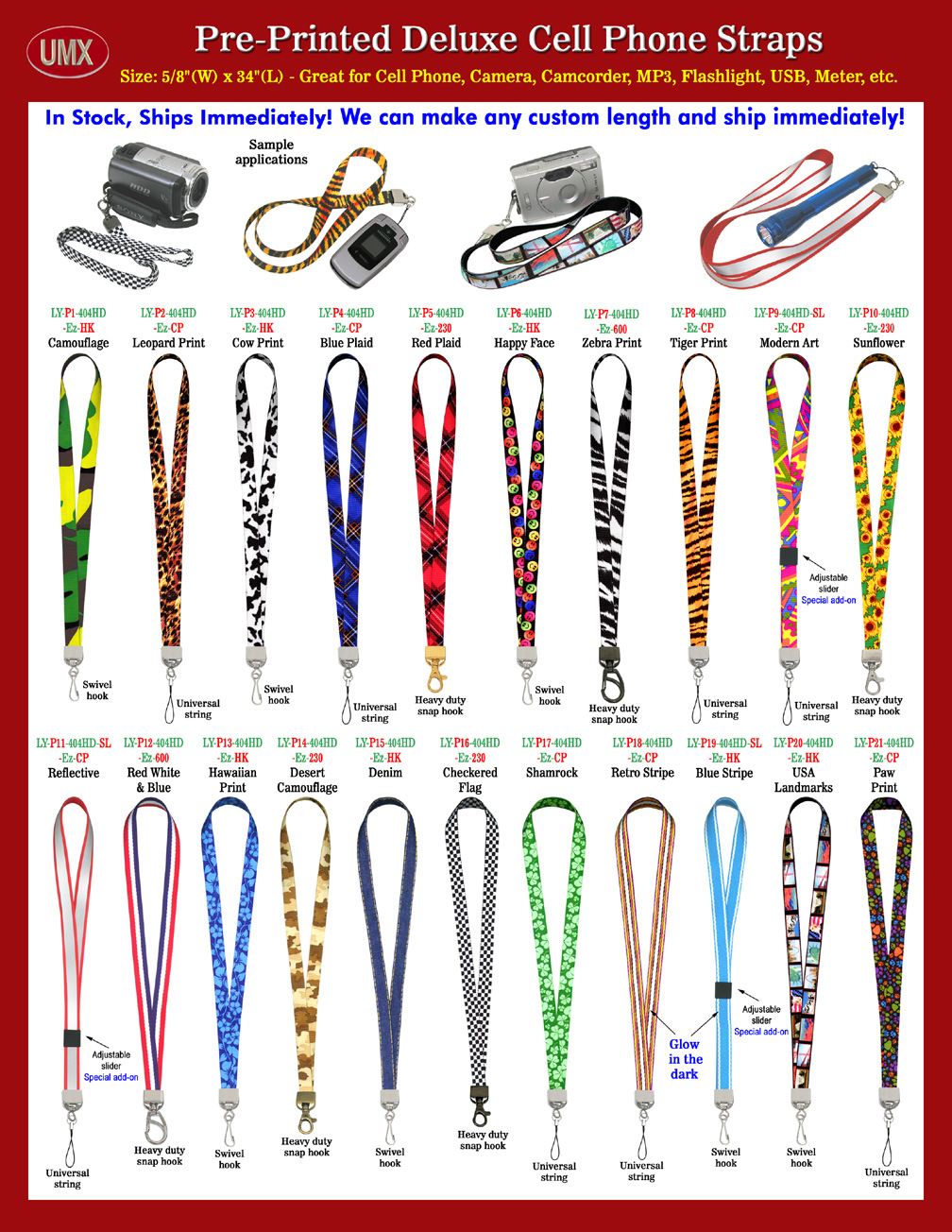 Ez-Adjustable Deluxe Cell Phone Strap Supplies: With Pre-Printed Themes