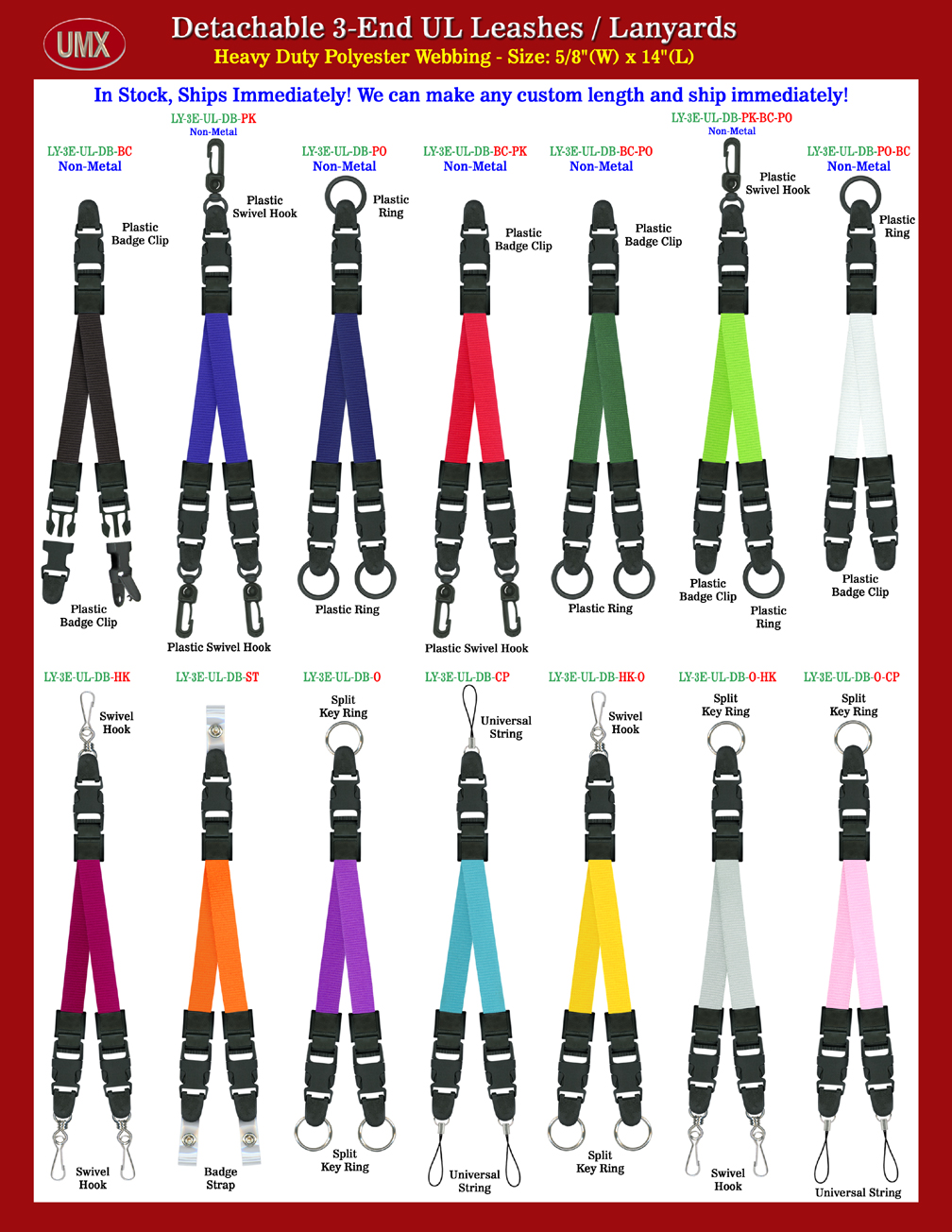 You can pick same or different hardware combination at each end to fit your specification application. 
