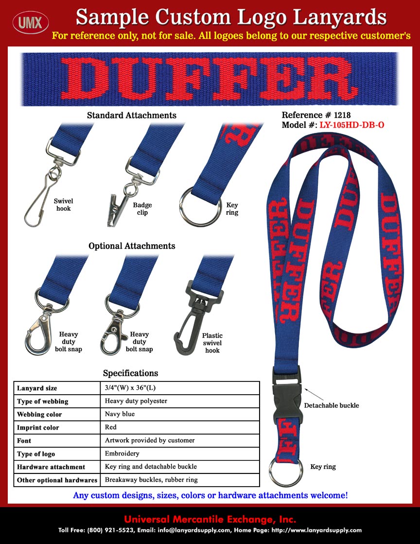 3/4" The Duffer Of St George - Popular Covent Garden Fashion Emporium Stylish Clothes Store Embroidered Logo Custom Lanyards.