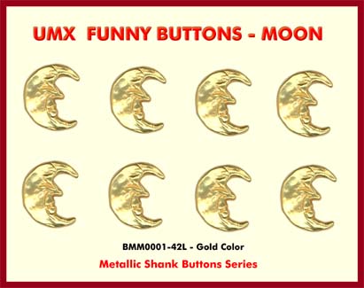 The funny metallic shank button with moon face.