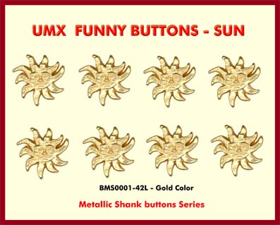 sun face metallic buttons - shank buttons bms0001