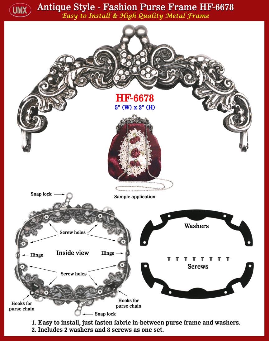 Antique Style Metal Purse Frame HF-6678-10 Series
