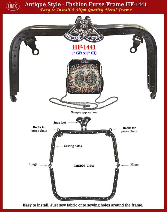 Black Nickel Metal Purse Frame HF-1441 Series