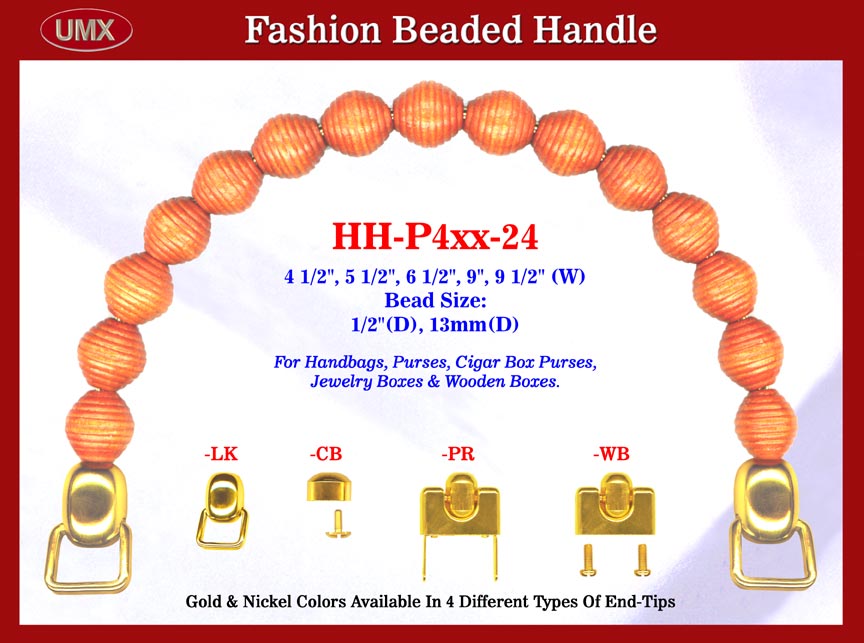 HH-P4xx-24 Stylish Engraved Wood Beads Handles For Fashion Purses, Wood
Cigarbox, Cigar Box Purse or Jewelry Box Handbag