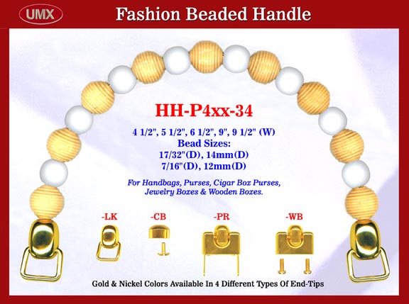 HH-P4xx-34 Stylish Beaded Purse Handle For Wood Jewelry Box handbag, Cigar Box Purse and Cigarbox