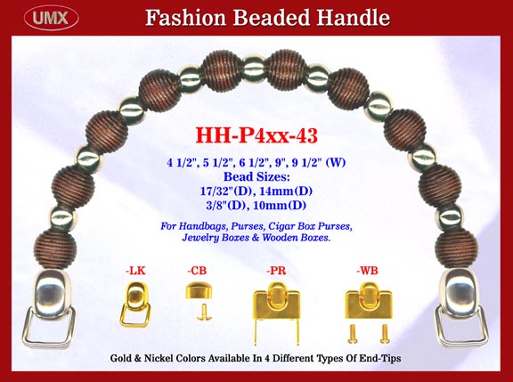 Nickel color model: HH-P4xx-43 Stylish Beaded Wood Purse Handle For Handcrafted Jewelry Box handbag, Cigar
Box Purse and Cigarbox