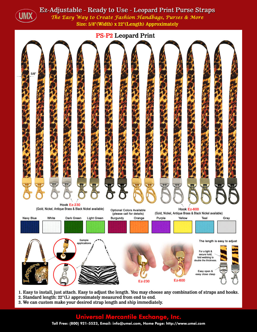 Ez-Adjustable Leopard Print Purse Straps and Handbag Straps
