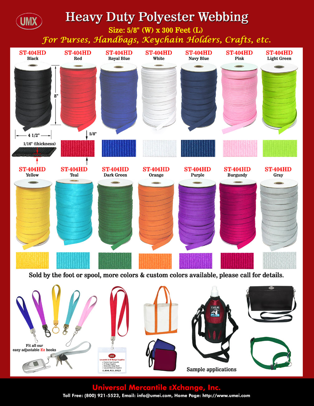 5/8" plain color purse or handbag straps, we stock black, royal blue, red, navy blue, white, yellow, orange, grey, burgundy, pink, dark green, light green, purple and teal colors in our warehouse.